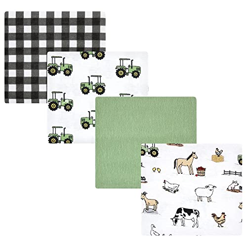 Image of Hudson Baby Unisex Baby Cotton Flannel Receiving Blankets, Boy Farm, One Size