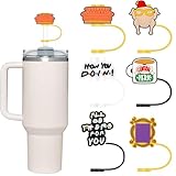 6Pcs Friends Straw Cover for Stanley Cup Tumbler 40 oz & 30 oz,Silicone Straw Topper for 10MM Straws,Straw Covers Tips for Stanley Cup Accessories,Friends Tv Show Merchandise