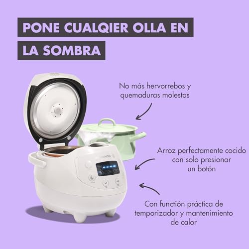 Miniatura 3 de Reishunger Arrocera Digital Burdeos, 0,6 L Para 3 Personas, Función De Mant. Calor, Temporizador, Olla Premium, Multicocina Y Vapor, 8 Programas, Tecnología 7 Fases