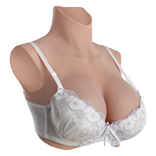 Minaky 8G de Faux Seins Formes en Silicone Mammaires Crossdresser Plaque Mammaire Prothèse Mammaire pour Transgenre Travesti Drag Queen Cosplay Shemale.(Taille XL-D Cup,Jaune) Cover