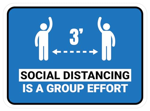 Social Distancing Is A Group Effort Blue 3Ft Rectangular Floor Wayfinding Metal Tin Sign, 12x16 Inch Office Distance Reminder Floor Sign