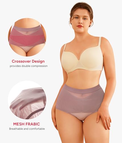 Image of Nebility 2 Piece Tummy Control Shapewear Butt Lifting Underwear for Women Lower Belly Waist Trainer Seamless Faja Body Shaper