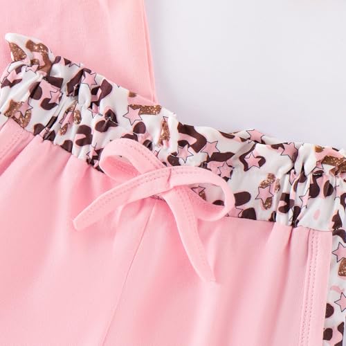 Image of Toddler Girl Clothes Kids Summer Outfits Short Sleeve Leopard-Print T-Shirt and Shorts 2 Piece Set 2-8 Years