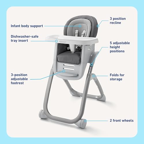 Graco DuoDiner DLX 6-in-1 Convertible High Chair, Infant to Toddler Booster & Youth Stool, Adjustable Height & Recline, Easy Clean Tray Insert, Arlo - image 7