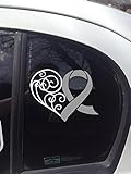 Gray Ribbon Heart Scroll Window Decal (Brain Tumor, Brain Cancer, Allergies, Aphasia, Asthma, Diabetes, Parkinson's)