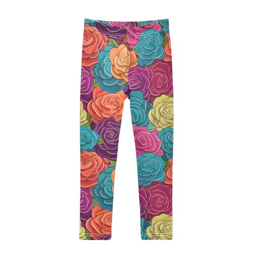 Kids High Waist Color Rose Flower Leggings for Toddler Girls 4T 202b2918