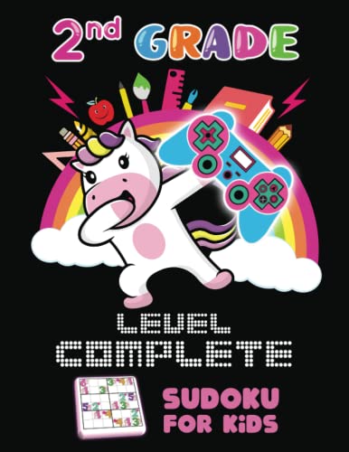 2nd Grade Level Complete Gaming Graduation: Gamer Girl Dabbing Unicorn Video Game Controller | 6x6, 4x4 Sudoku Puzzle for Kids Ages 7-8 Easy to Hard Level | Perfect as a Gift for Second Graders image 2