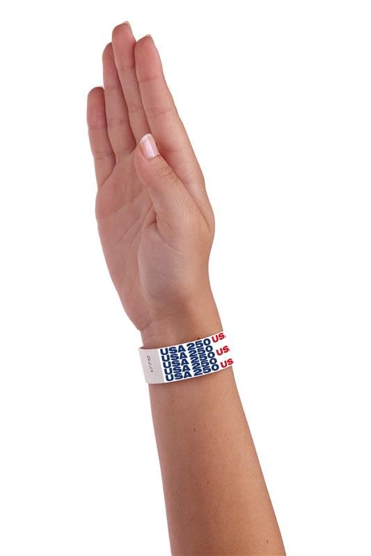 Image of 500 WristCo USA 250 Tyvek Wristbands for Events - Comfortable Tear Resistant Paper Bracelets ID Wrist Bands for Concerts Festivals Admission Party Identification