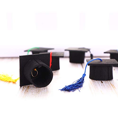 Meekoo Mini Graduation Hat Black Felt Graduation Hat Graduation Caps With Colorful Tassels For Graduation Party Drinker Bottle Topper Table Decoration thumb #5