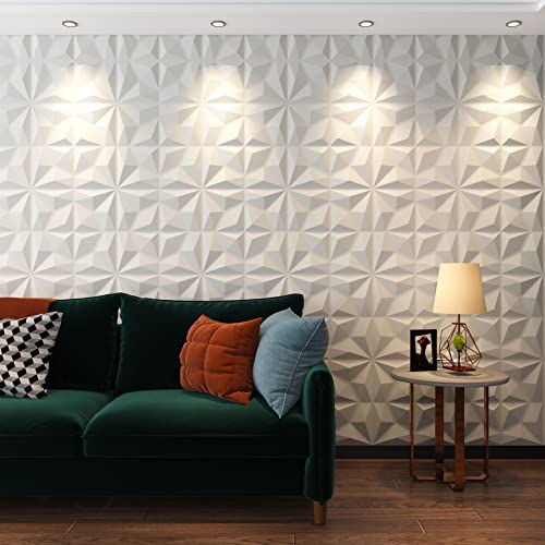 Mix3D Textured 3D Wall Panel, Decorative Pvc White Wall Panels For Interior Wall Decor, 19.7''X19.7'' Pack Of 12 Tiles Cover 32 Sq Ft #TOP7