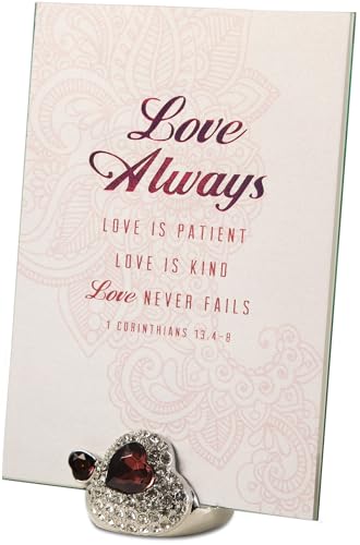 Pavilion Gift Company - Love Always - 4" x 6" Jeweled Photo Frame Love Faith Religion Religious Faithful Appreciation Quote Keepsake Home Desk Decor