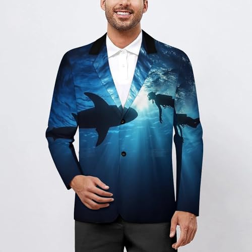 Freediver with Whale Shark Mens Blazer Lightweight Sport Coat Two Button Suit Jackets2