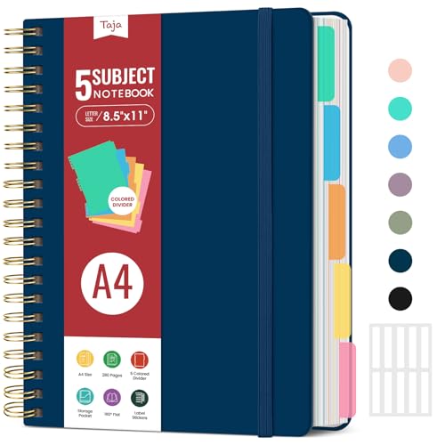 Hardcover Spiral Journal Notebooks for Work With Removable Dividers &