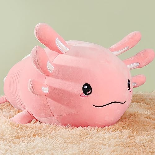 Cute Axolotl Plush Toys Pillow, 20 Inch Luminous Realistic Salamander Axolotl Stuffed Animal Toy Glow In The Dark, Soft Plushie Toys Hugging Pillow Doll For Kids Girls Girlfriend Birthday Gifts #TOP5