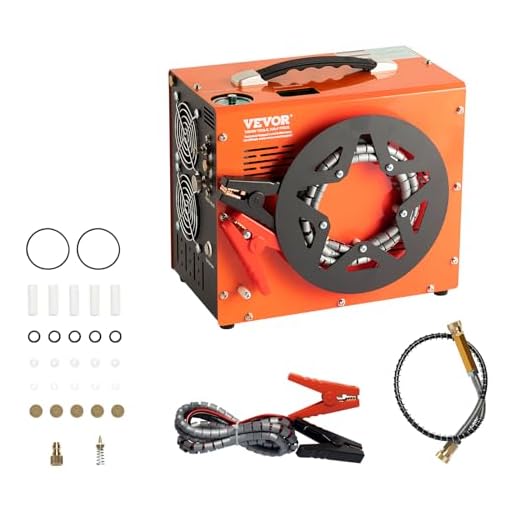 VEVOR Tragbarer PCP Kompressor 300bar 350 W Tauchkompressor, 0,5 L Hochdruck Luftkompressor, 8 mm Mobiler Mehrzweckkompressor, 2700 U/min Flüsterkompressor Auto-Stopp, Atemluftkompressor 220 V AC