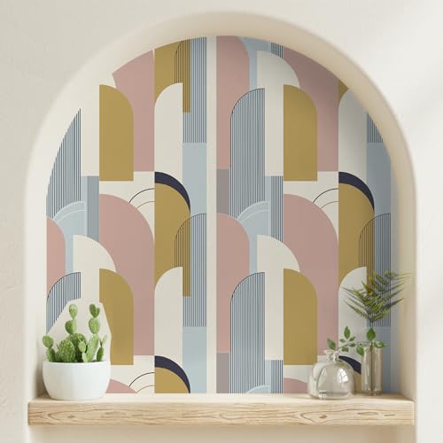 Papier peint géométrique arches étanche pour salle de bain