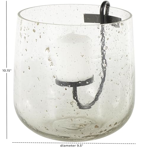Deco 79 Glass Decorative Candle Holder Candle Stand with Black Metal Accents and Brown Speckles, Candlestick Holder 9" x 10" x 10", Clear by Deco 79 - Image 6