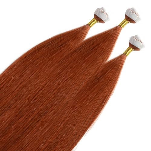 hair2heart Premium Mini Tape Extensions Echthaar - 12 Tapes 50cm Kupferrot