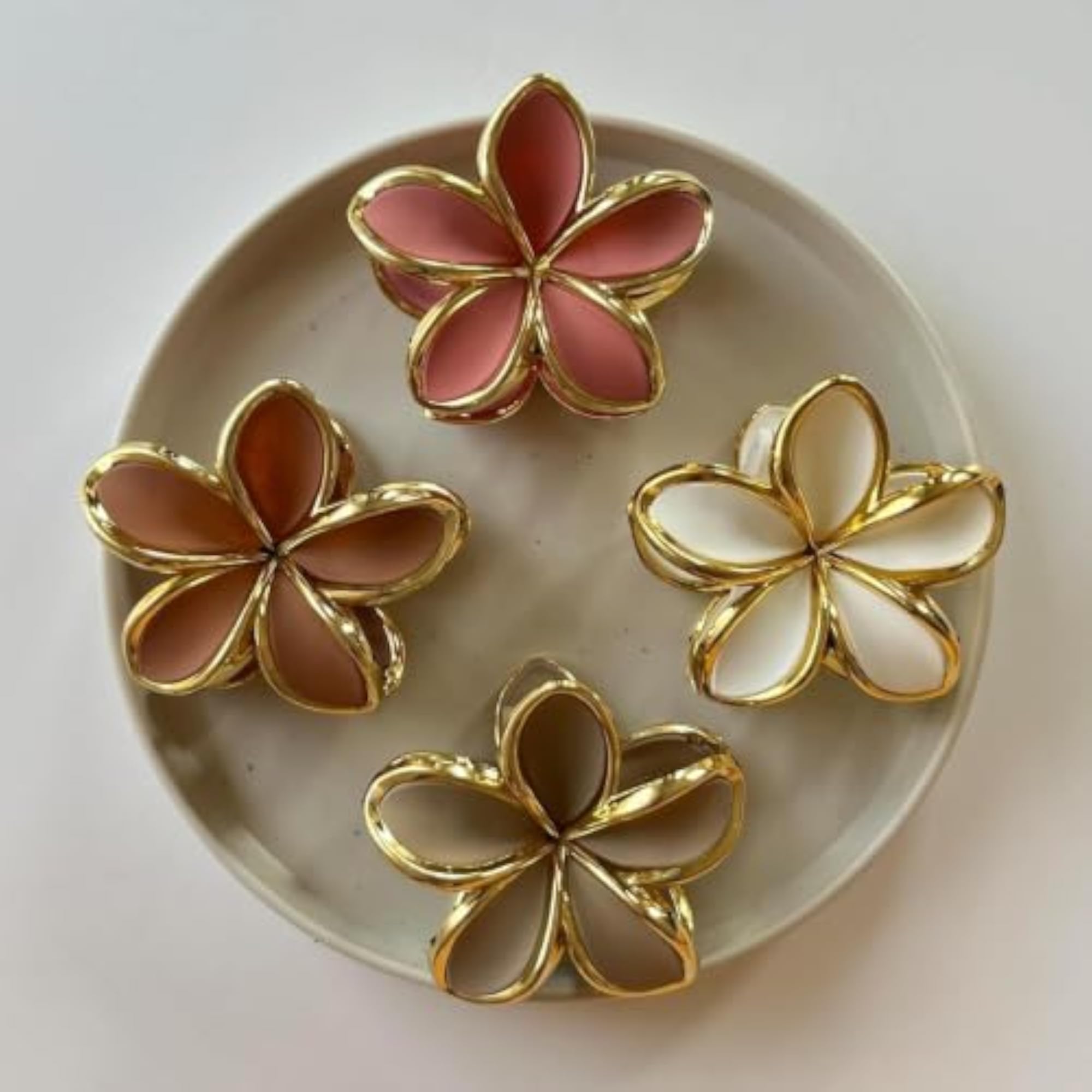Plumeria Flower Hair Claw Clips Pack of 4