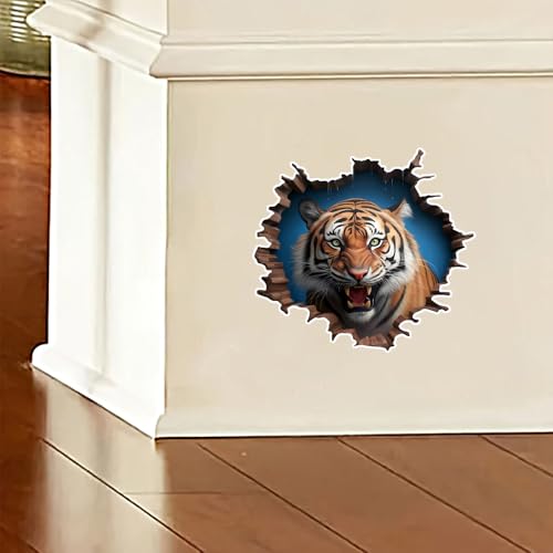 Vinilos Decorativos 3D Tigre Rompiendo Pared, Pack de 2 miniatura 3