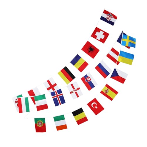 CHILDWEET Europäische Kleiner Wimpelgirlande Polyester Leichtes Fußball Europameisterschaft Banner Tragbare Nationalflaggen Dekoration Für Bar Club Straßenfest