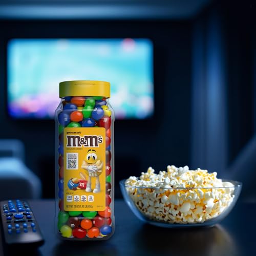 M&M’s Milk Chocolate and M&M’S Peanut Bulk Candy Jars, Assorted Chocolate Candies, Party Size Bulk Candy, Movie Night Snacks, Resealable and Recyclable, 48.5 Oz Total (Pack of 2)