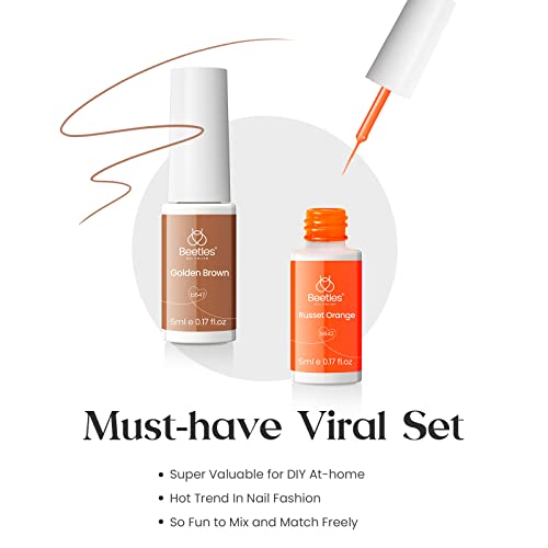 Beetles Gel Polish 2023 Nail Art Liner Gel Set Gift For Women- 12Pcs Popular White Orange Holiday Gel Art Paint Brown Green Fall Colors Swirl Nails Built Thin Nail Art Brush In Bottle Gel #TOP5