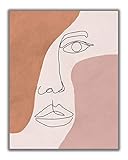 Abstract Line Art Female Face Wall Art. 11x14 UNFRAMED Print. Abstract, Minimalist Modern Wall Decor for the Home. Perfect for a Gallery Wall. Neutral Shades of Pink, Terracotta.