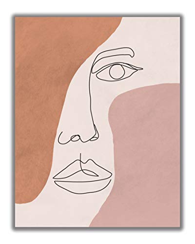 Abstract Line Art Female Face Wall Art. 11x14 UNFRAMED Print. Abstract, Minimalist Modern Wall Decor for the Home. Perfect for a Gallery Wall. Neutral Shades of Pink, Terracotta.