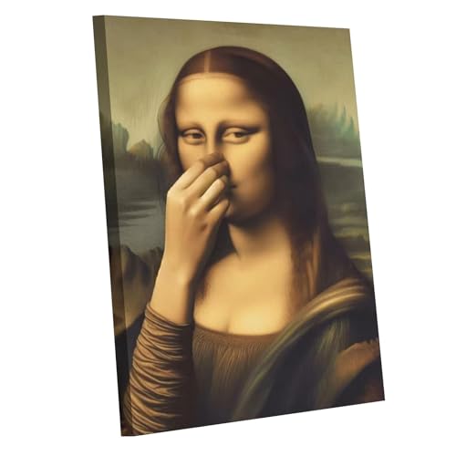 FSSODWT Lustige Mona Lisa Toilette Badezimmer Leinwand Wandkunst 12x16in