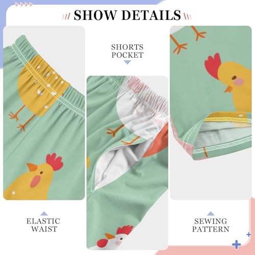 Chicken Floral Boys Long Pants Soft Trousers Elastic Waist Kids Lounge Bottoms with Pockets S-XL4