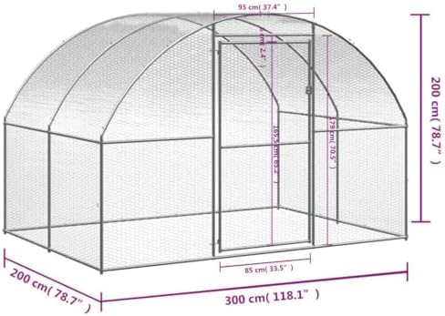 Spacious Galvanized Steel Chicken Coop - Large Outdoor Animal House for Hens, Ducks, Rabbits & Small Pets, Durable Silver Rectangular Hutch, Weatherproof & Secure