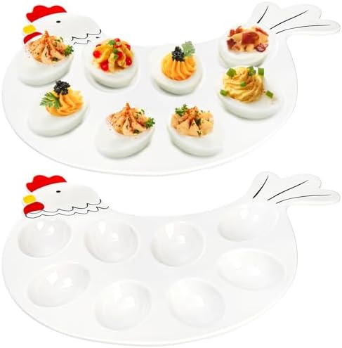 ONEMORE Deviled Egg Platter Tray Ceramic Egg - View #5