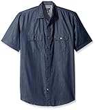 Van Heusen Men's Big-Tall Short Sleeve Indigo Dobby Shirt