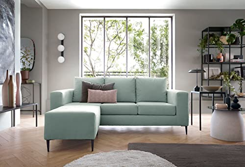 Abakus Direct | Capri Reversible Corner Sofa - Soft Linen Small Sofa Sets for Livings Rooms - Detachable Footstool - Range includes eight (Pistachio Green)
