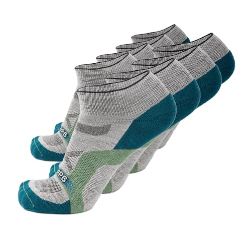 GRIP6 Wool Ankle Socks - Pack of 8 Large Merino Wool Socks Made in the USA - Lightweight Wool Hiking Socks - Warm Ankle Socks for Men and Women - Cold Weather Gear (Approach Blue)