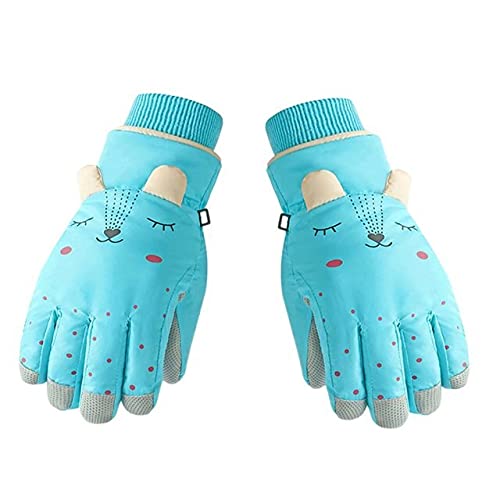 Gants de ski pour enfants de 6 à 12 ans gants hiver chauds imperméables cyan