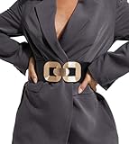 XZQTIVE Women Wide Elastic Belts for Dress Fashion Stretchy Waist Belts for Ladies with Gold Buckle