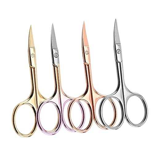 Mikinona Tool Style Nose Hair Scissors 4pcs Stainless Steel Nose Hair Scissors for Men Beard Trimmer Kit Random Color