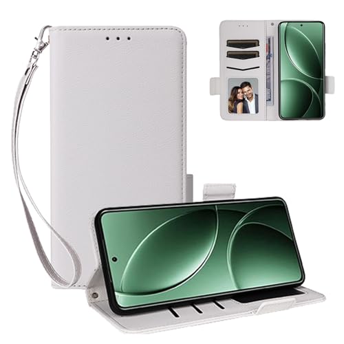 Xiaomi POCO F7 Pro 用 ケース 手帳型 財布型ケース スマホケース 携帯カバー SpinoArmor 内蔵マグネット耐衝撃 カード収納 スタンド機能 全面保護 軽量 着脱しやすい(ホワイト)