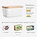 Sweese Butter Dish with Lid, Large Porcelain Keeper with Beech Wooden Lid for Countertop, Perfect for East and West Coast Butter, White