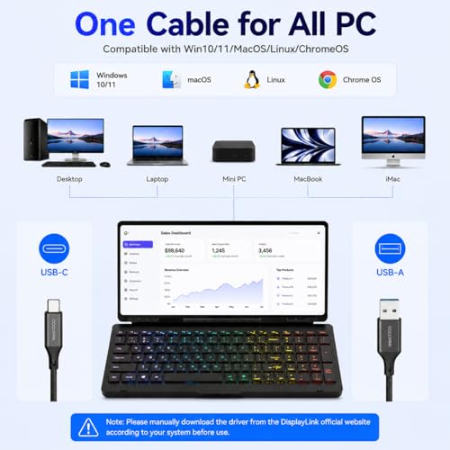 Image of 12.8 inch Portable Touchscreen Keyboard, Screen Extender with Silent Keyboard, USB-A Type-C Monitor for Laptop, Desktop, Mini PC, MacBook(Driver Need)