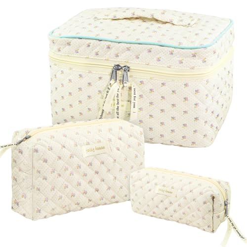 3PCS Reise Kosmetiktasche, Make up Bag Waschtasche, Kulturbeutel Damen, Schminktasche Damen Niedliche und Schöne Aufbewahrungstasche für Pinsel Großes Fassungsvermögen, für Kinder Mädchen Herren