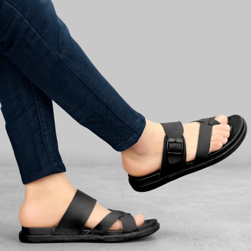 Image of KRISMO Men's Rich Quality|Perfect Style|Ultalightweight Synthetic Leather Buckle Sandal