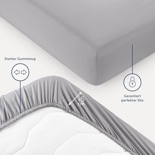 Blumtal® Spannbettlaken 90x200x30cm aus Microfaser - Oekotex zertifiziertes Bettlaken Spannbettlaken in Grau 3