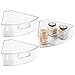 mDesign Kitchen Cabinet Plastic Lazy Susan Storage Organizer Bins with Front Handle - Medium Pie-Shaped 1/6 Wedge, 4" Deep Container - 3 Pack - Clear