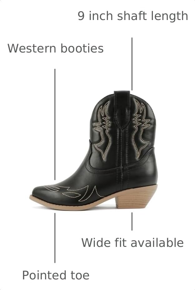 Image of Soda Women Cowgirl Cowboy Western Stitched Ankle Boots Pointed Toe Short Booties Rigging-S (Wide Fit Available)
