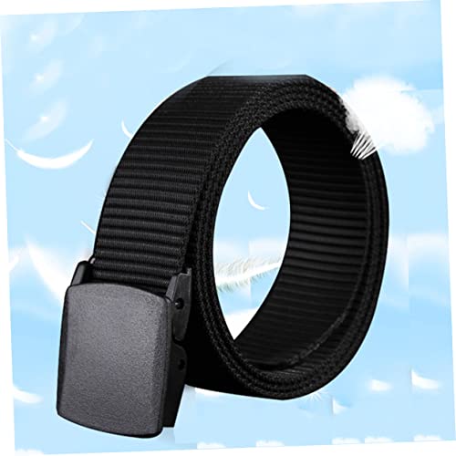 Mens Canvas Web Belt Lightweight Nylon Woven Belt with Airport Friendly Plastic Automatic Buckle Breathable Moisture Wicking for Jeans and Military Pants Black Tank Texture2