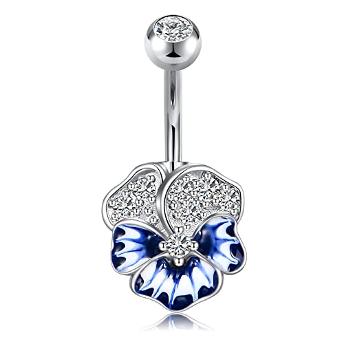 Funseedrr 1pc Piercing Ombligo Vientre Aro Acero Quirúrgico Barra de Ombligo Corazón Flor Vientre Piercing Joyas