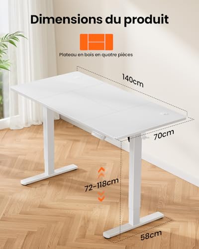 Bureau réglable en hauteur électrique ErGear 140 cm pour le télétravail - 5
